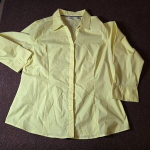 Riders Hidden Button Front Blouse Yellow Women's Size XXL